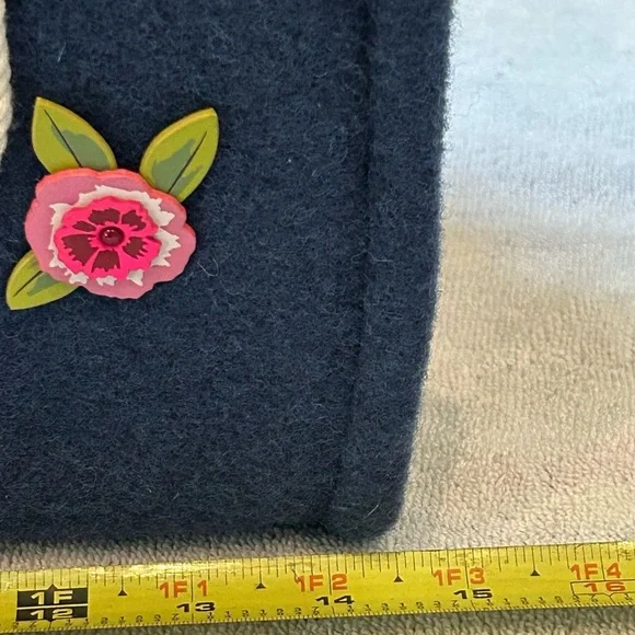 Kate Spade Navy Tote with Pink Floral Accents - Picture 5 of 8